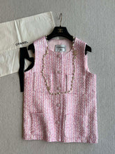 Chanel 25P Gilet Pink Cotton and Wool Tweed 235902